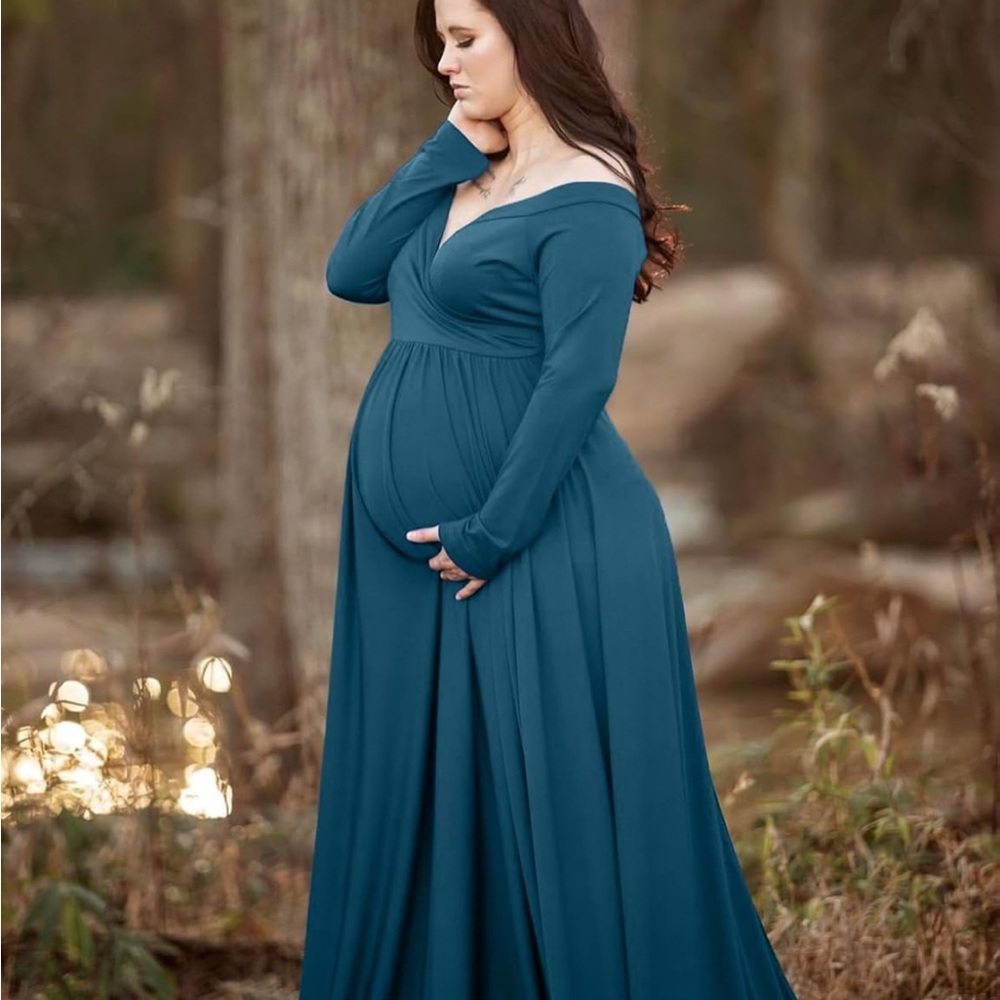 Elegant Teal Maternity Dress